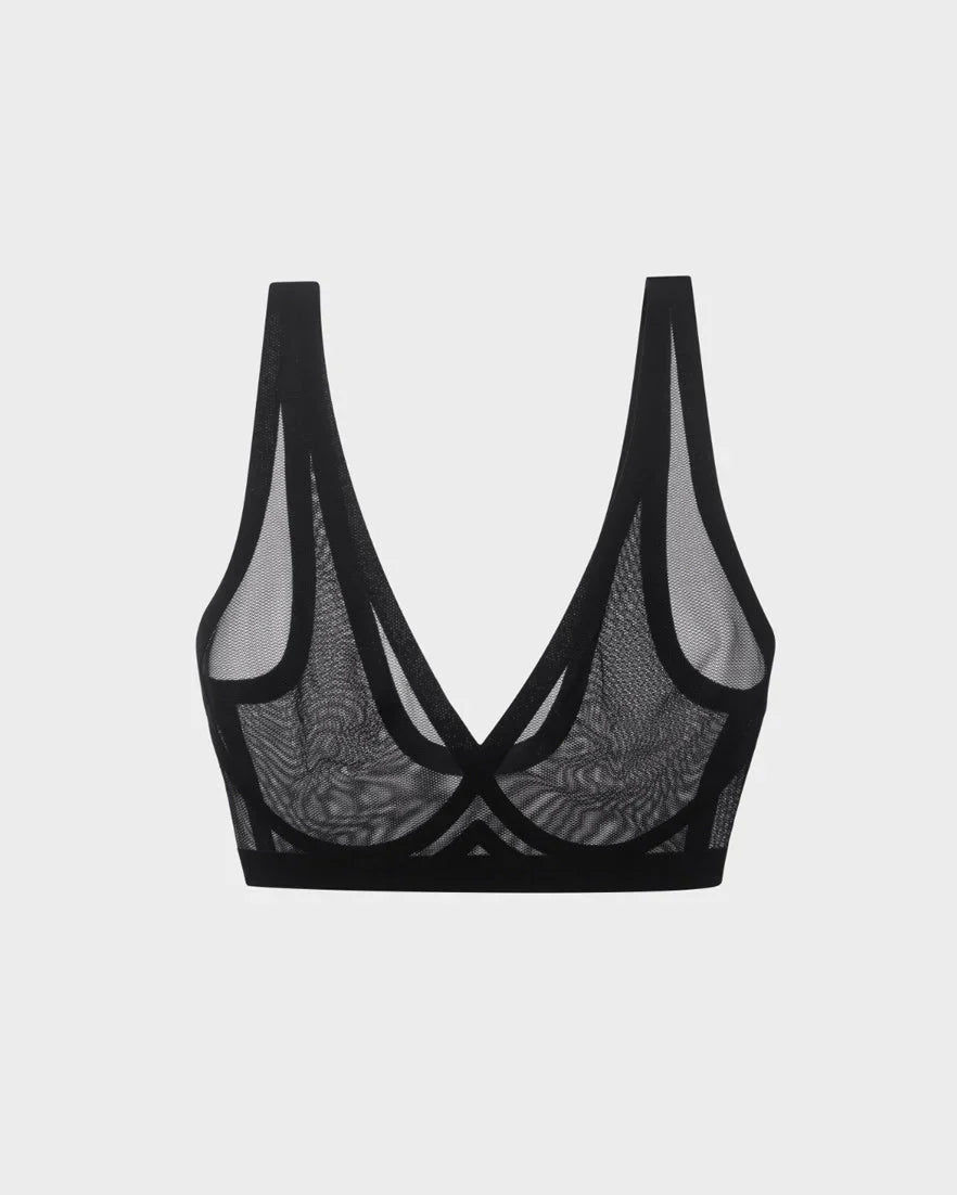Eby Bra Sheer Bra & Panty Set - Black