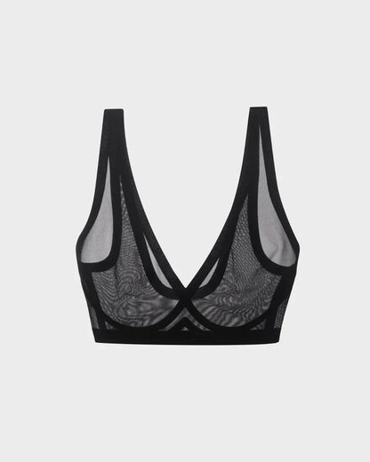 Eby Bra Sheer Bra & Panty Set - Black