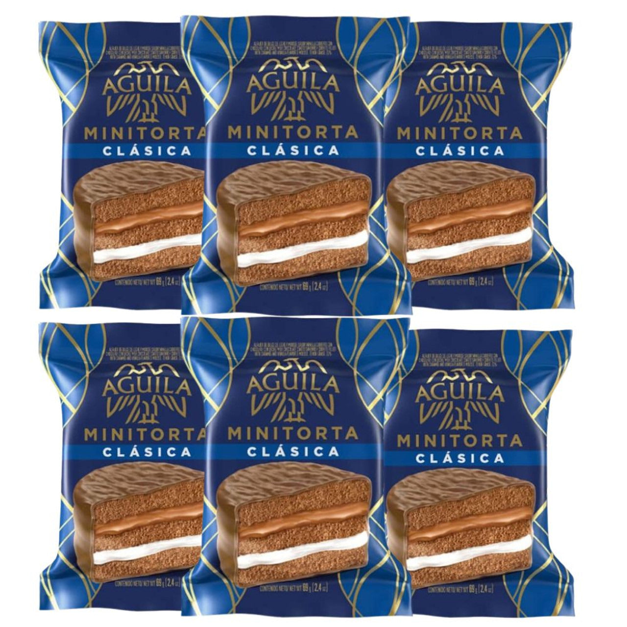 Pampa Direct Águila Alfajor Classic Minicake with Dulce de Leche and Cream, 69 g / 2.4 oz (pack of 6)